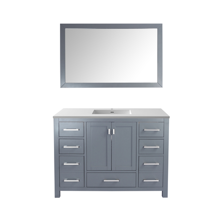 LAVIVA Wilson 48, Grey Cabinet & Matte White VIVA Stone Surface Countertop 313ANG-48G-MW